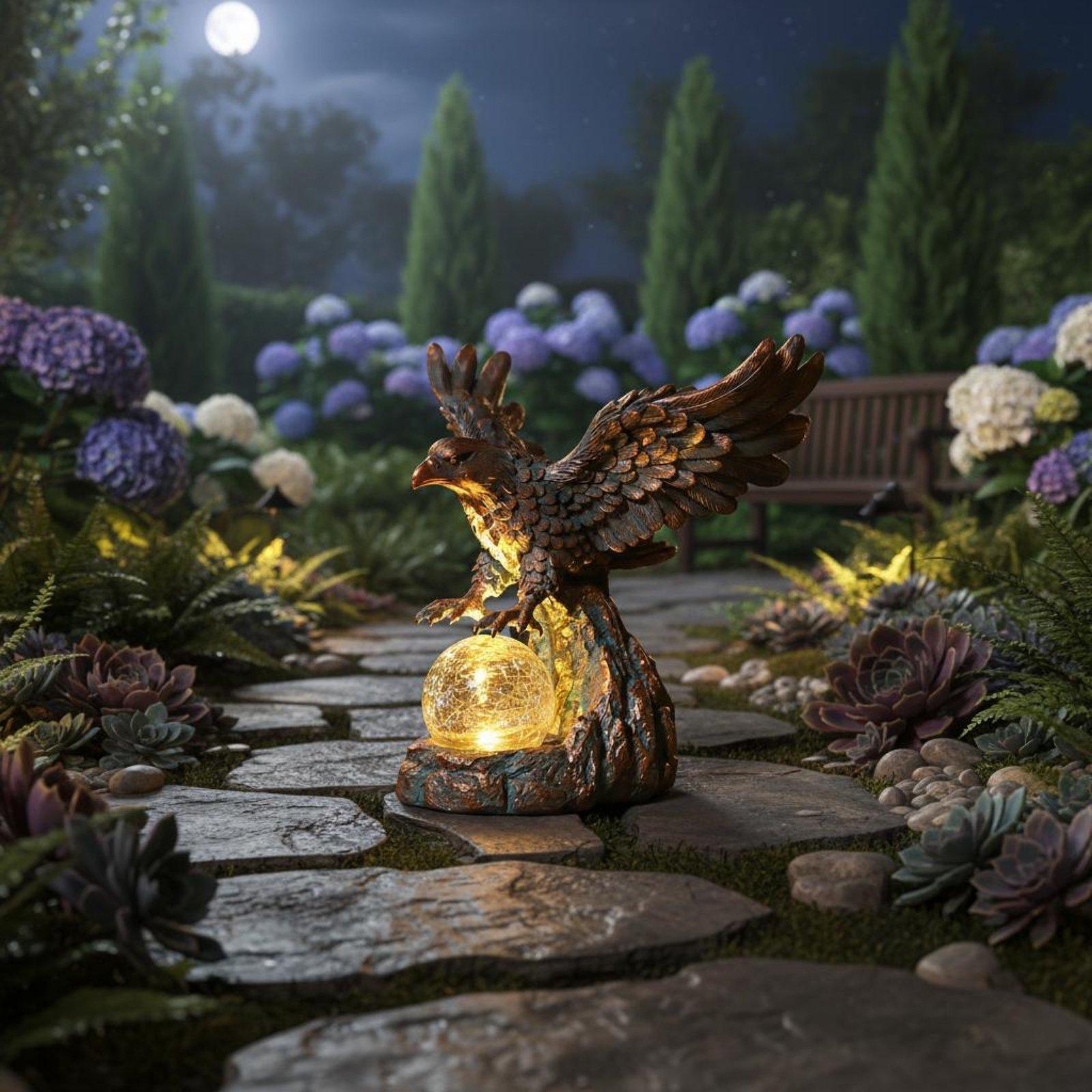Outdoor Lighting Pathway - Солнечная статуя орла с подсветкой, водонепроницаемая,